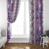 Hawaii Makahiki Turtle Window Curtain Violet Tapa Pattern LT05 - Polynesian Pride