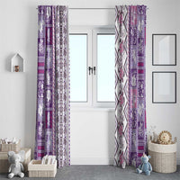 Hawaii Makahiki Turtle Window Curtain Violet Tapa Pattern LT05 - Polynesian Pride