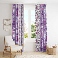 Hawaii Makahiki Turtle Window Curtain Violet Tapa Pattern LT05 - Polynesian Pride