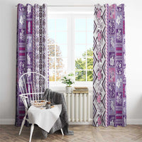 Hawaii Makahiki Turtle Window Curtain Violet Tapa Pattern LT05 - Polynesian Pride