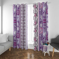 Hawaii Makahiki Turtle Window Curtain Violet Tapa Pattern LT05 With Grommets Violet - Polynesian Pride