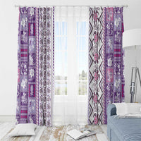 Hawaii Makahiki Turtle Window Curtain Violet Tapa Pattern LT05 - Polynesian Pride