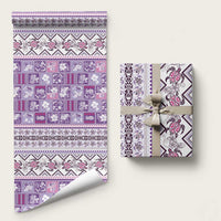 Hawaii Makahiki Turtle Wrapping Paper Violet Tapa Pattern LT05 58" × 23" Violet - Polynesian Pride