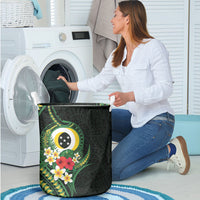 Solomon Islands Western Province Laundry Basket Polynesian Pattern With Tropical Flowers LT05 - Polynesian Pride