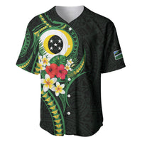 Solomon Islands Western Province Baseball Jersey Polynesian Pattern With Tropical Flowers LT05 Green - Polynesian Pride