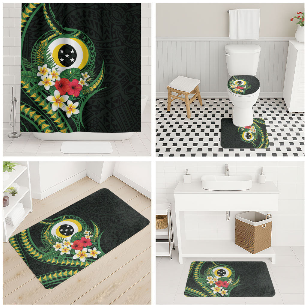 Solomon Islands Western Province Bathroom Set Polynesian Pattern With Tropical Flowers LT05 - Polynesian Pride