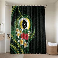 Solomon Islands Western Province Bathroom Set Polynesian Pattern With Tropical Flowers LT05 Shower Curtain Only Green - Polynesian Pride