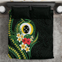 Solomon Islands Western Province Bedding Set Polynesian Pattern With Tropical Flowers LT05 Green - Polynesian Pride