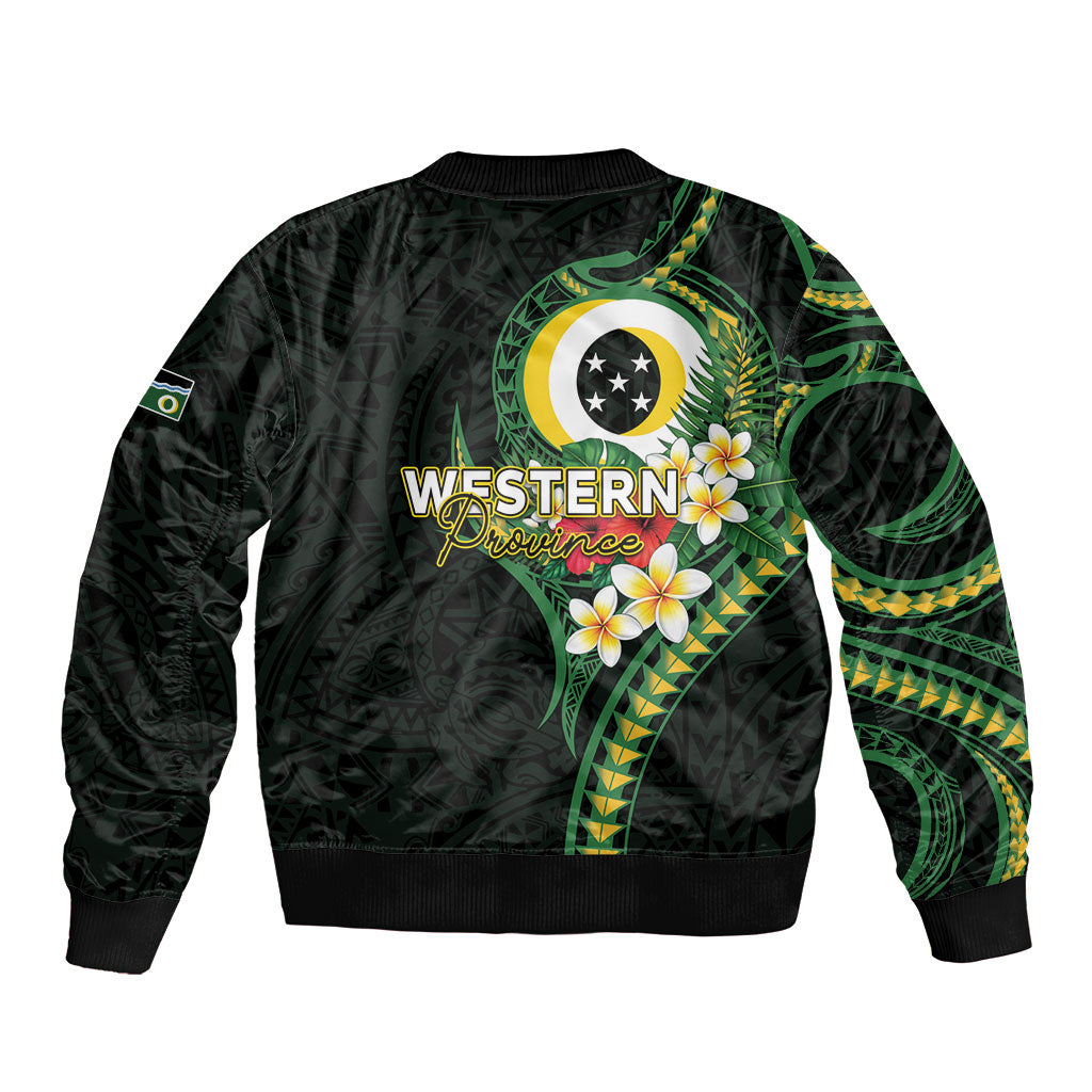 Solomon Islands Western Province Bomber Jacket Polynesian Pattern With Tropical Flowers LT05 - Polynesian Pride