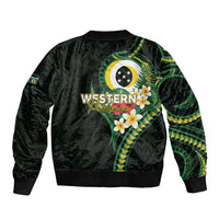 Solomon Islands Western Province Bomber Jacket Polynesian Pattern With Tropical Flowers LT05 - Polynesian Pride