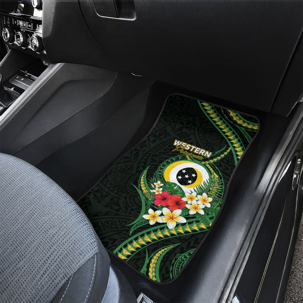 Solomon Islands Western Province Car Mats Polynesian Pattern With Tropical Flowers LT05 - Polynesian Pride