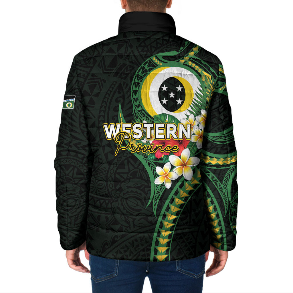 Solomon Islands Western Province Padded Jacket Polynesian Pattern With Tropical Flowers LT05 - Polynesian Pride