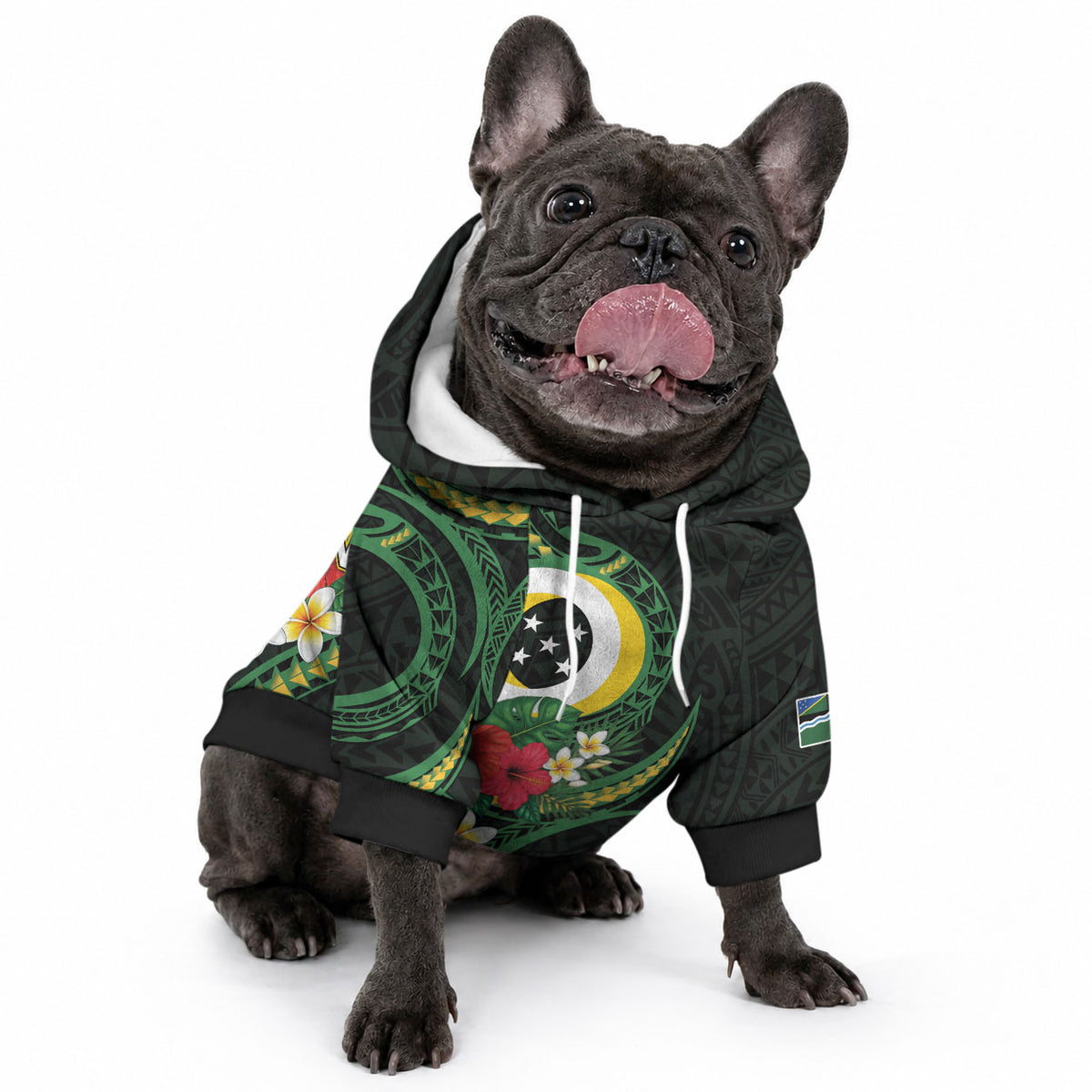Solomon Islands Western Province Pet Hoodie Polynesian Pattern With Tropical Flowers LT05 - Polynesian Pride