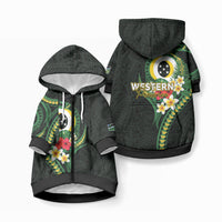 Solomon Islands Western Province Pet Hoodie Polynesian Pattern With Tropical Flowers LT05 Zip-up Green - Polynesian Pride