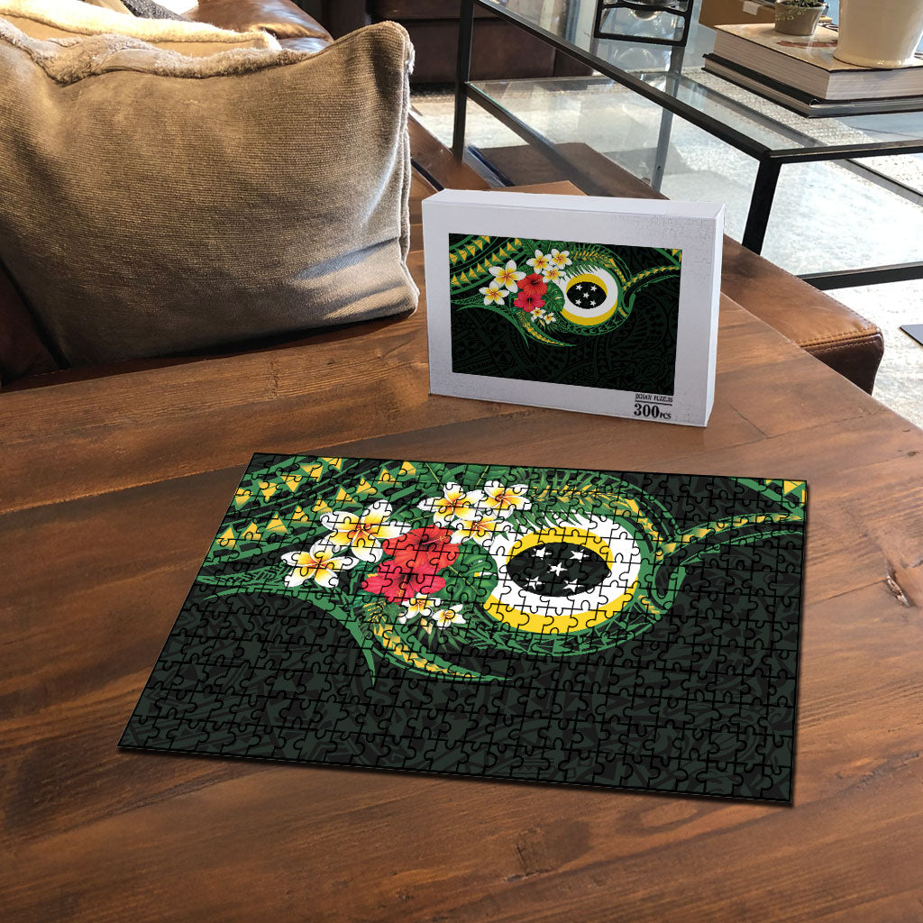 Solomon Islands Western Province Puzzle Polynesian Pattern With Tropical Flowers LT05 - Polynesian Pride
