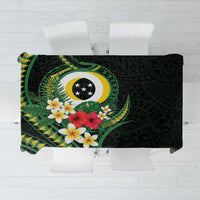 Solomon Islands Western Province Tablecloth Polynesian Pattern With Tropical Flowers LT05 Green - Polynesian Pride