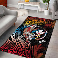 Hawaii And Japan Area Rug Koi Fish With Kanaka Maoli LT05 - Polynesian Pride