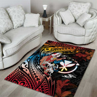 Hawaii And Japan Area Rug Koi Fish With Kanaka Maoli LT05 - Polynesian Pride