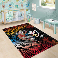Hawaii And Japan Area Rug Koi Fish With Kanaka Maoli LT05 - Polynesian Pride