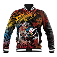 Hawaii And Japan Baseball Jacket Koi Fish With Kanaka Maoli LT05 Unisex Black - Polynesian Pride