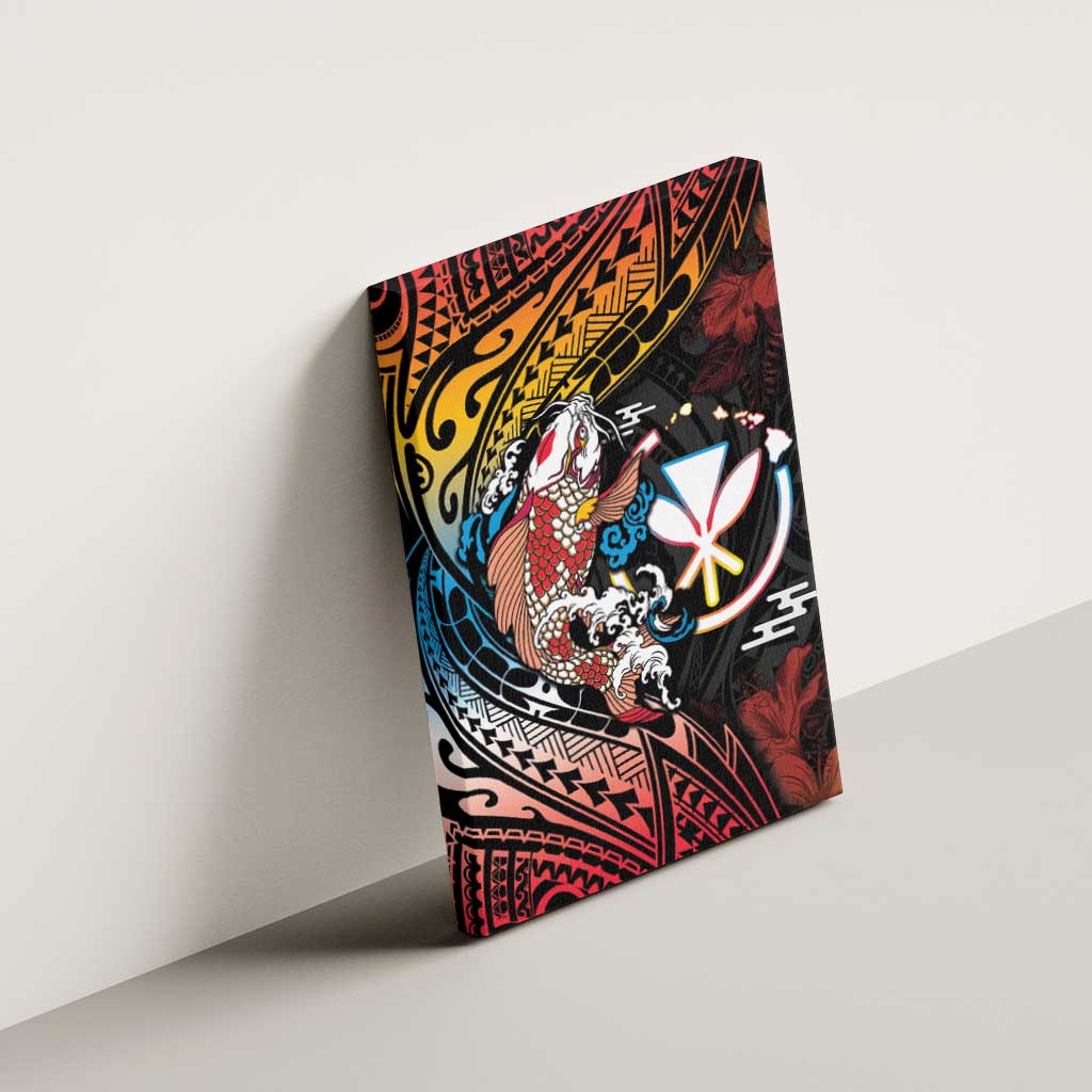 Hawaii And Japan Canvas Wall Art Koi Fish With Kanaka Maoli LT05 - Polynesian Pride