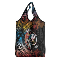 Hawaii And Japan Grocery Bag Koi Fish With Kanaka Maoli LT05 - Polynesian Pride
