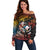 Hawaii And Japan Off Shoulder Sweater Koi Fish With Kanaka Maoli