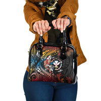 Hawaii And Japan Shoulder Handbag Koi Fish With Kanaka Maoli LT05 One Size Black - Polynesian Pride
