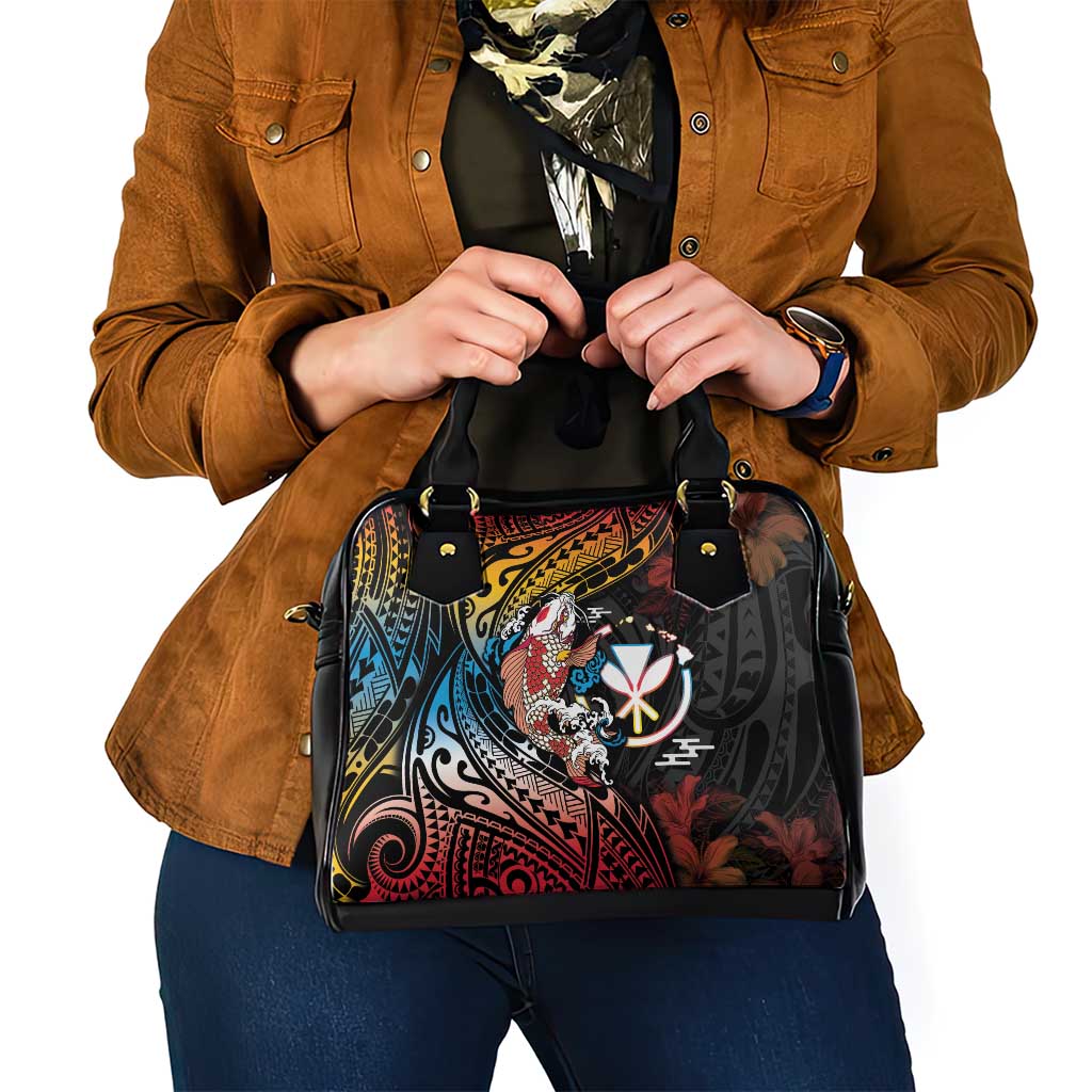 Hawaii And Japan Shoulder Handbag Koi Fish With Kanaka Maoli LT05 - Polynesian Pride