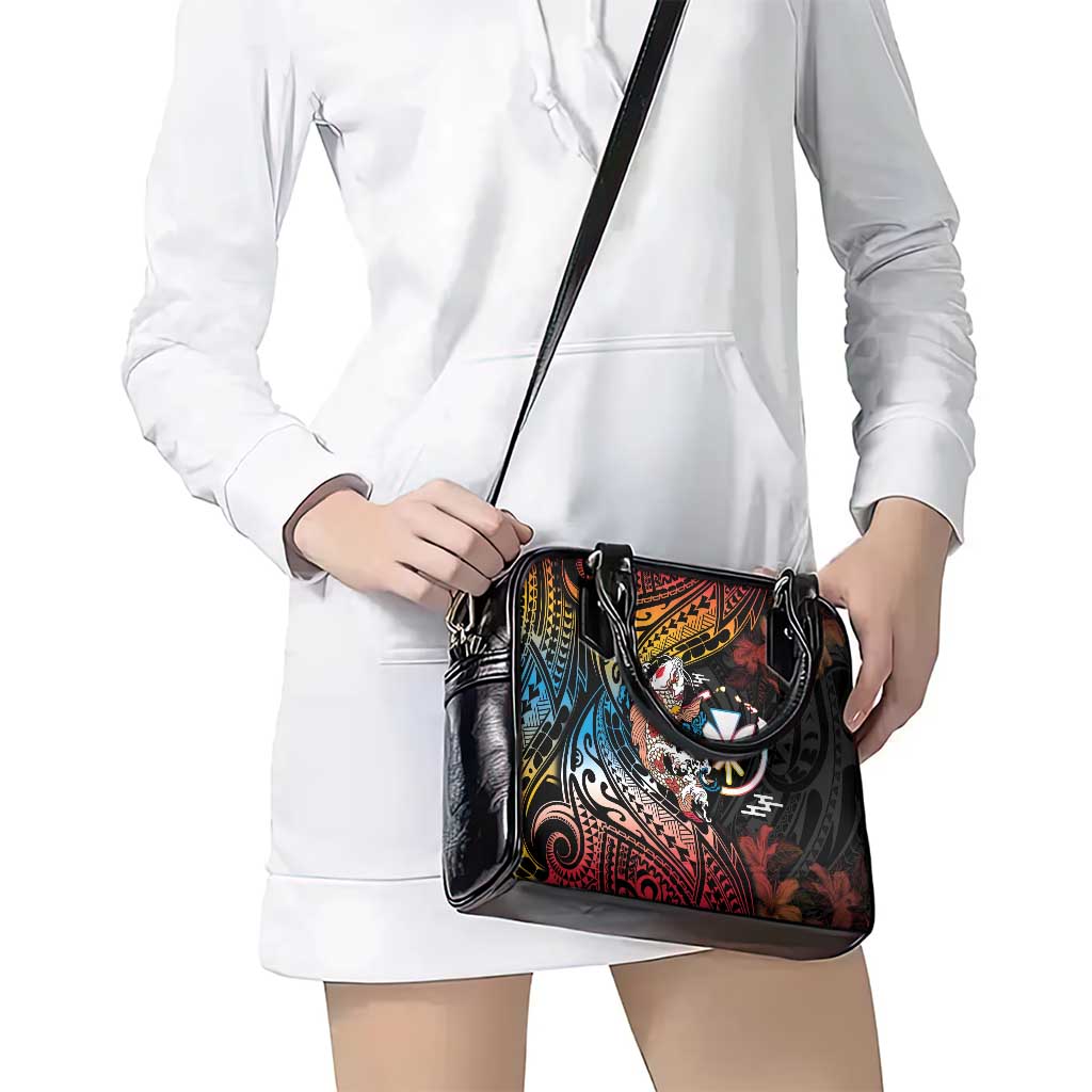 Hawaii And Japan Shoulder Handbag Koi Fish With Kanaka Maoli LT05 - Polynesian Pride