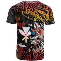 Hawaii And Japan T Shirt Koi Fish With Kanaka Maoli LT05 - Polynesian Pride