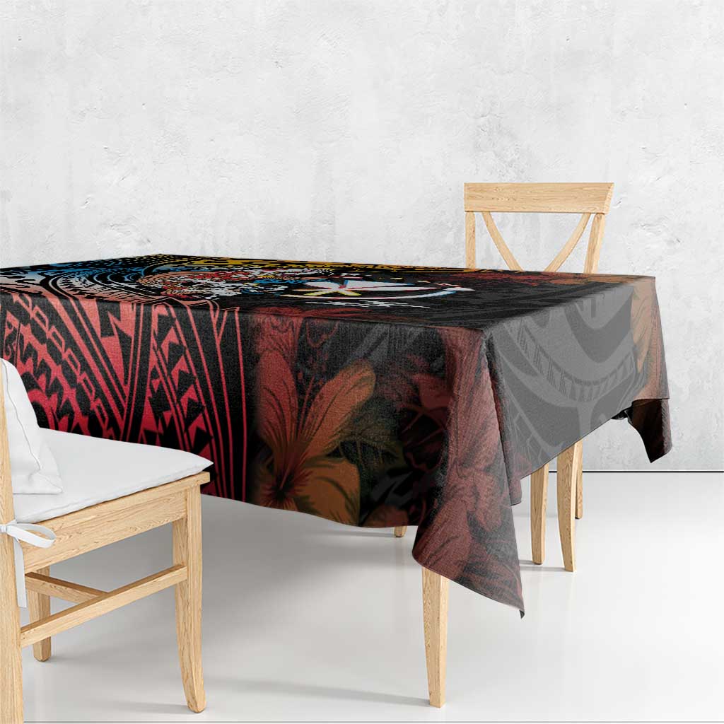 Hawaii And Japan Tablecloth Koi Fish With Kanaka Maoli LT05 - Polynesian Pride