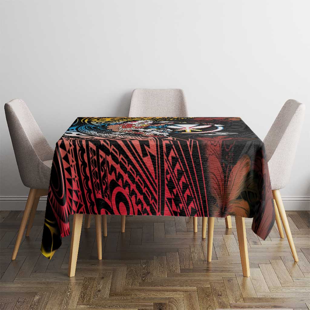 Hawaii And Japan Tablecloth Koi Fish With Kanaka Maoli LT05 - Polynesian Pride