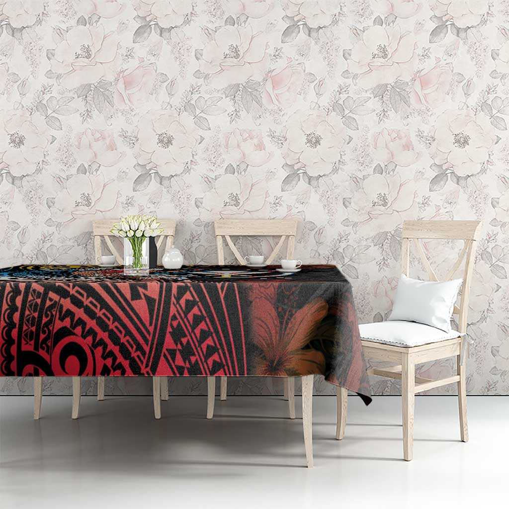 Hawaii And Japan Tablecloth Koi Fish With Kanaka Maoli LT05 - Polynesian Pride