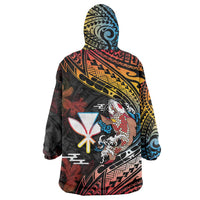 Hawaii And Japan Wearable Blanket Hoodie Koi Fish With Kanaka Maoli LT05 - Polynesian Pride