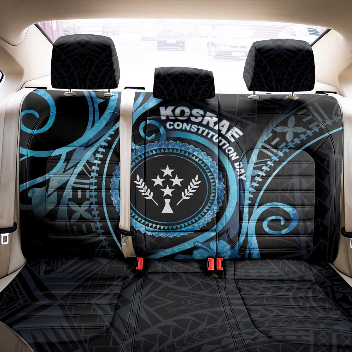 Kosrae Constitution Day Back Car Seat Cover Ocean Floral Pattern LT05 - Polynesian Pride