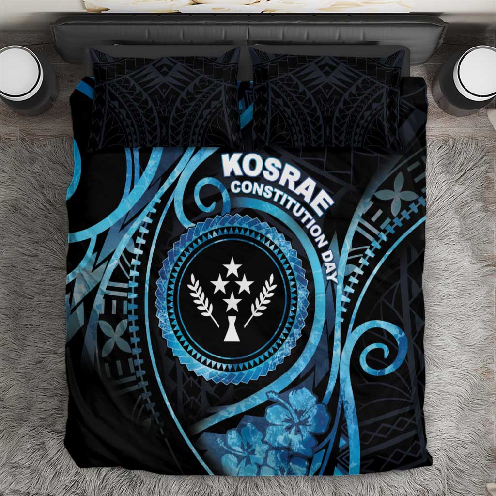 Kosrae Constitution Day Bedding Set Ocean Floral Pattern LT05 Black - Polynesian Pride