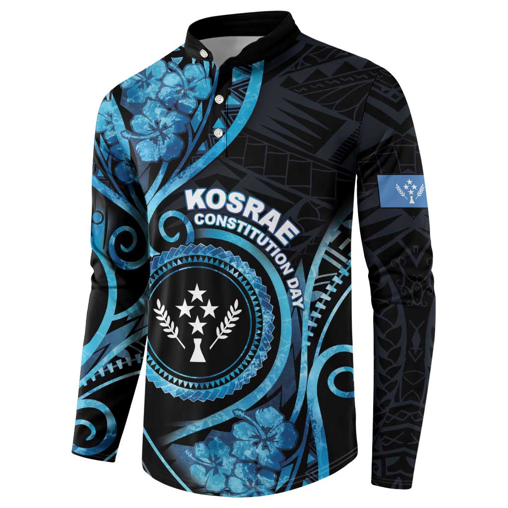 Personalised Kosrae Constitution Day Button Sweatshirt Ocean Floral Pattern LT05 - Polynesian Pride