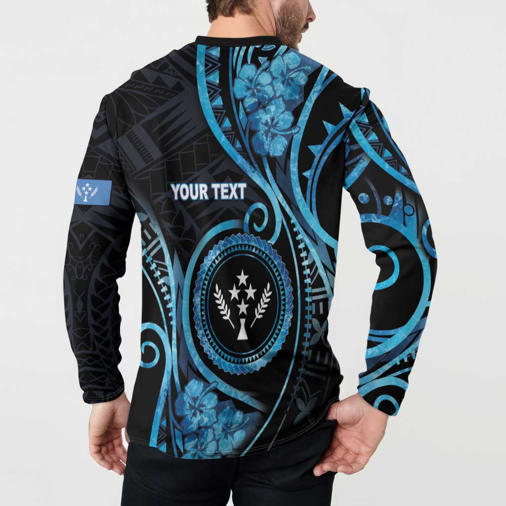 Personalised Kosrae Constitution Day Button Sweatshirt Ocean Floral Pattern LT05 - Polynesian Pride