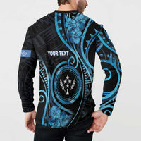 Personalised Kosrae Constitution Day Button Sweatshirt Ocean Floral Pattern LT05 - Polynesian Pride