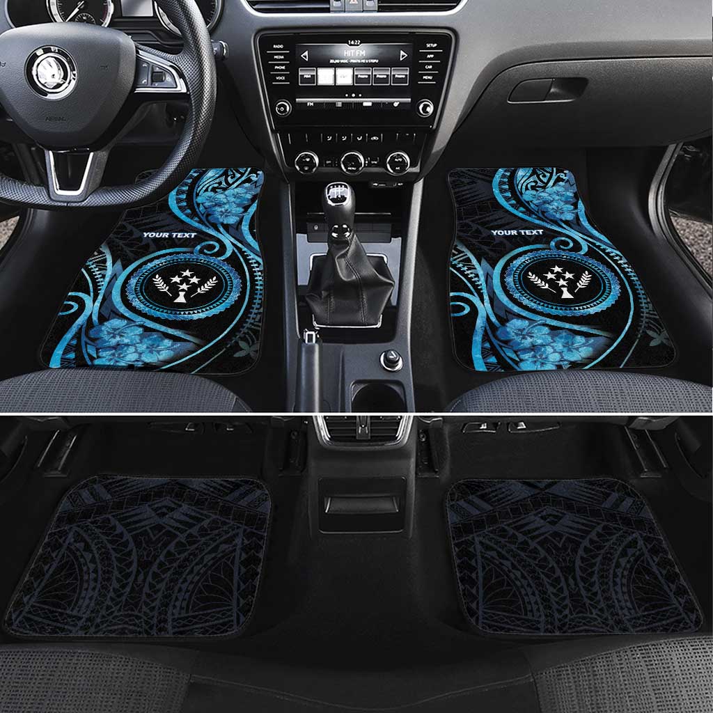 Kosrae Constitution Day Car Mats Ocean Floral Pattern LT05 Set 4pcs Black - Polynesian Pride