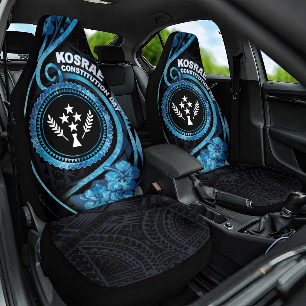 Kosrae Constitution Day Car Seat Cover Ocean Floral Pattern LT05 One Size Black - Polynesian Pride