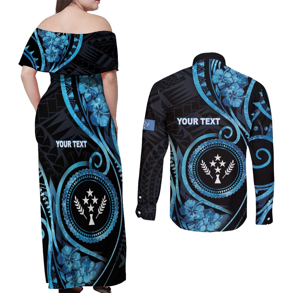 Personalised Kosrae Constitution Day Couples Matching Off Shoulder Maxi Dress and Long Sleeve Button Shirt Ocean Floral Pattern LT05 - Polynesian Pride