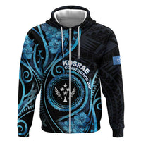 Personalised Kosrae Constitution Day Hoodie Ocean Floral Pattern LT05 Zip Hoodie Black - Polynesian Pride