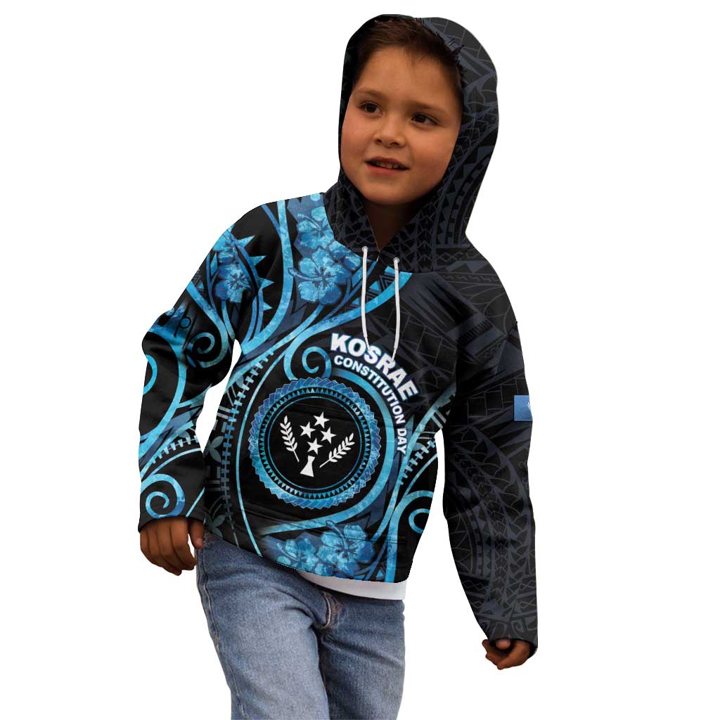 Personalised Kosrae Constitution Day Kid Hoodie Ocean Floral Pattern LT05 - Polynesian Pride