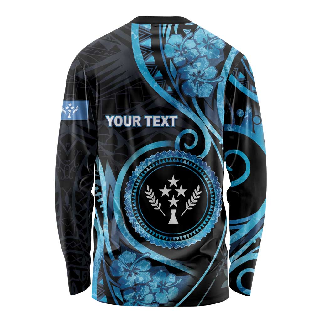 Personalised Kosrae Constitution Day Long Sleeve Shirt Ocean Floral Pattern LT05 - Polynesian Pride