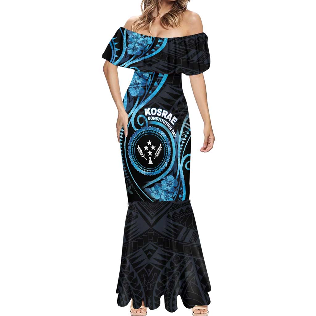 Personalised Kosrae Constitution Day Mermaid Dress Ocean Floral Pattern LT05 - Polynesian Pride