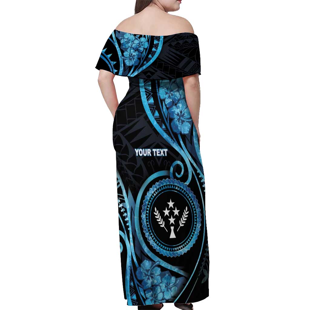 Personalised Kosrae Constitution Day Off Shoulder Maxi Dress Ocean Floral Pattern LT05 - Polynesian Pride