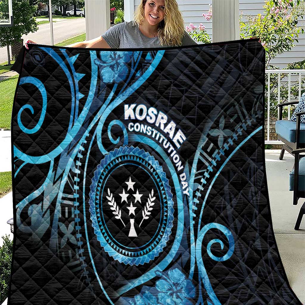 Kosrae Constitution Day Quilt Ocean Floral Pattern LT05 Black - Polynesian Pride