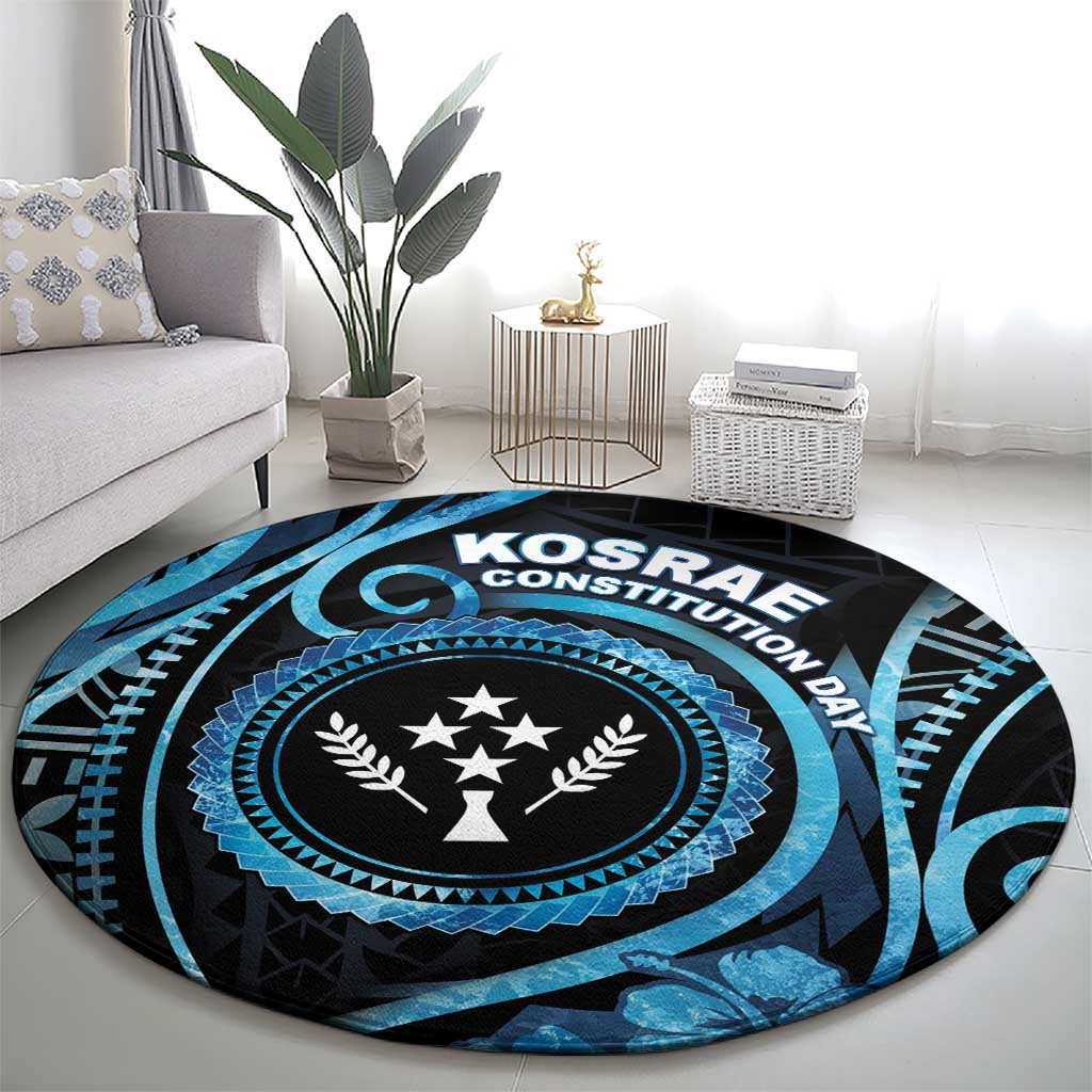 Kosrae Constitution Day Round Carpet Ocean Floral Pattern LT05 - Polynesian Pride